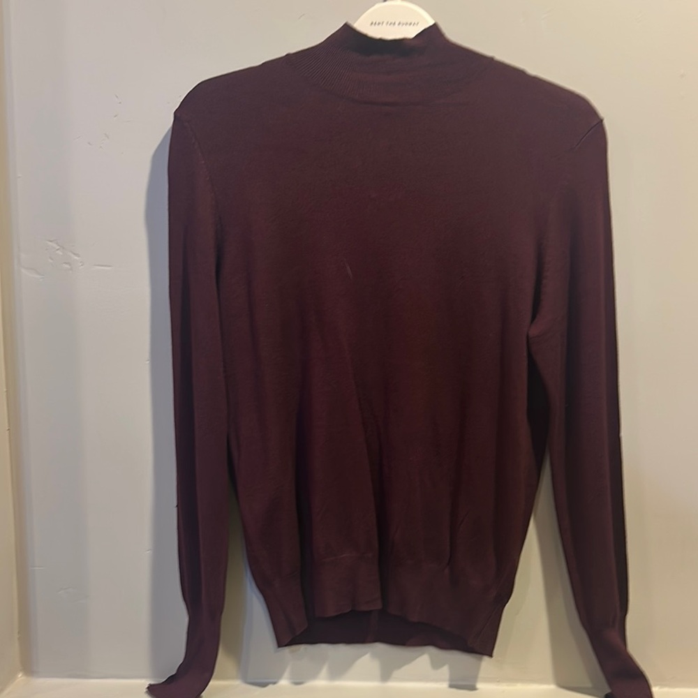 Truth Red Turtleneck Sweater Fine-Knit Slim Fit